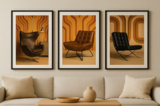 Trilogie d’Affiches Icônes du Design 70’s - Egg Chair - Lounge Chair - Barcelona comprar usado  Enviando para Brazil