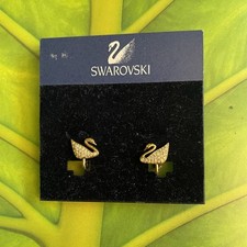 Brincos com clipe em forma de cisne cristal tom dourado Swarovski comprar usado  Enviando para Brazil