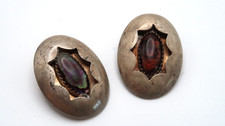 Brincos vintage de prata esterlina Southwestern caixa de sombra fogo água opala 2,7 cm comprar usado  Enviando para Brazil