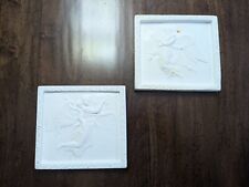 Antigo Par/PLACAS DE PAREDE com ANJOS x Pendurar hm com Moldes de Silicone usando GESSO de PARIS comprar usado  Enviando para Brazil