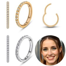 Clicker Piercingring Septum mit Strass-Steinen aus Edelstahl in gold silber 316l comprar usado  Enviando para Brazil