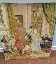 Duży gobelin stolarki z połowy XIX wieku Mary I historia na sprzedaż Duży gobelin stolarki z połowy XIX wieku Mary I historia na sprzedaż  Wysyłka do Poland