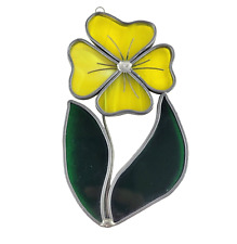 Vitral vintage 5 1/4 amarelo verde maricas flor apanhador de sol janela arte, usado comprar usado  Enviando para Brazil