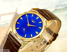 1955 Vintage Longines Extravagantes Lugs, Deslumbrante Mostrador AZUL, Manutenção com Garantia comprar usado  Enviando para Brazil