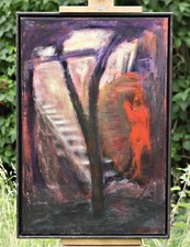 Contemporary Oil Painting – Dynamic Human Form, Stairs – Signed 1997 na sprzedaż Contemporary Oil Painting – Dynamic Human Form, Stairs – Signed 1997 na sprzedaż  PL