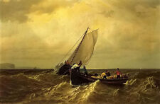 Pintura a óleo William Bradford - barcos de pesca na baía de Fundy no oceano 36" comprar usado  Enviando para Brazil