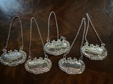 Conjunto de 5 etiquetas de prata esterlina para pendurar garrafa de licor comprar usado  Enviando para Brazil