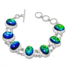 "Brazalete de joyería de plata esterlina 925 de ópalo triple hecho a mano talla 7-8" segunda mano  Embacar hacia Mexico
