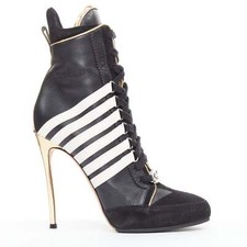 Usado, Botas de tênis raras DSQUARED2 vintage preto branco listrado salto dourado EU37 comprar usado  Enviando para Brazil