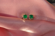 BRINCOS REDONDOS DE ESMERALDA NATURAL 4 MM EM PRATA ESTERLINA app. 0,50 ct. comprar usado  Enviando para Brazil