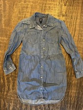 Vestido jeans Gap infantil feminino manga longa lavagem média tamanho médio botão frontal comprar usado  Enviando para Brazil