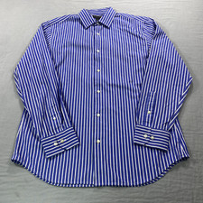 Camisa masculina Banana Republic grande 16,5 listrada azul slim fit vestido com botões comprar usado  Enviando para Brazil