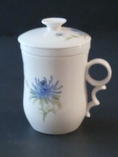 Taza de té de porcelana de cerámica de flores azules / taza con tapa y filtro infusor segunda mano  Embacar hacia Mexico