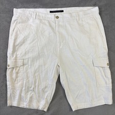 Bermuda Sean John masculina 42 carga mistura de linho relax botões tom dourado Y2k, usado comprar usado  Enviando para Brazil