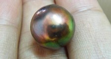 ENORME 11-12MM SOUTH SE GENUÍNO PAVÃO VERDE AVERMELHADO REDONDO PÉROLA SOLTA MEIO PERFURADO comprar usado  Enviando para Brazil