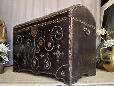 Antique leather trunk for sale  CHESHAM