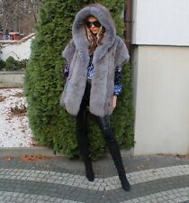 Używany, 100% Prawdziwe ranczo Arctic Fox Futro Kamizelka Kaptur Płaszcz Odzież Odzież Szara S/M na sprzedaż  PL