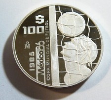 Usado, 1985 $100 BANCO DE MEXICO 1 OZ MEDALHA À PROVA DE PRATA FUTBOL MÉXICO 86 PROVA comprar usado  Enviando para Brazil