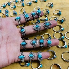 Lote de anéis hippie de pedra preciosa turquesa ~ Lote de anéis para atacado, joias feitas à mão ~ comprar usado  Enviando para Brazil