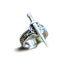 Espada medieval anel motociclista viking masculino prata esterlina 925 proteção rocha gótica  comprar usado  Enviando para Brazil