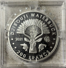 Usado, 2021 Djibouti 200 francos Waterbuck fabuloso 15 moeda de prata privada comprar usado  Enviando para Brazil