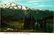 Cartão postal WA barraca caminhantes acampamento ao lado imagem lago geleira pico área selvagem comprar usado  Enviando para Brazil