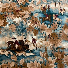 Design de tecido interior 1990 52 x 52,5 polegadas floresta raposa caça cavalos cães folhas de outono comprar usado  Enviando para Brazil