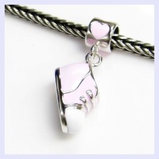 Usado, Prata Esterlina Lindo Sapato De Bebê Menina Rosa Rose Pérola F/European Charm Bracelets comprar usado  Enviando para Brazil