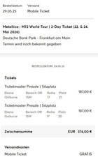Tickets metallica m72 gebraucht kaufen  Kreuztal