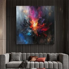Pintura de parede grande preta óleo sobre tela feita à mão para decoração de sala de estar vermelha comprar usado  Enviando para Brazil