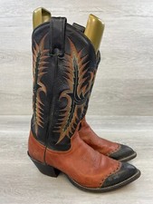 Tony Lama Bota Ocidental Masculina Cowboy EUA Chama Preta Vintage Rancho Sapatos de Rodeio comprar usado  Enviando para Brazil