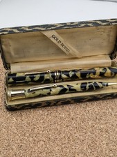 Usado, Conjunto de caneta-tinteiro e lápis vintage Gold Bond tamanho grande preta e pérola na caixa comprar usado  Enviando para Brazil