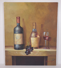Rossiter assinado 24x20 garrafa de vinho lona óleo vidro uva natureza morta pintura vintage comprar usado  Enviando para Brazil