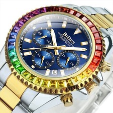 Relógios masculinos brilhantes casual relógio de ouro para homens relógios de pulso de quartzo pulseira de aço comprar usado  Enviando para Brazil
