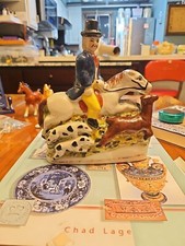 Estatua Estilo Staffordshire Caza de Ciervos en Acción con Caballo y Perro Decoración Vintage segunda mano  Embacar hacia Mexico