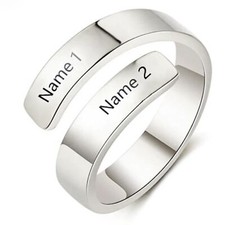 Anel personalizado de prata esterlina 925 com nome duplo ajustável feito à mão para casal comprar usado  Enviando para Brazil