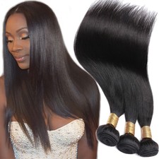 Usado, Extensões de cabelo humano liso indiano grosso 100% cabelo virgem 1/3 pacotes de tecidos comprar usado  Enviando para Brazil