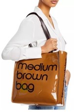 Bolsa tote BLOOMINGDALE’S marrom média bolsa de mão bolsa de plástico vinil 14” comprar usado  Enviando para Brazil