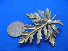 vintage leaf brooch for sale  BOLTON