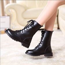 Botas femininas de combate biqueira redonda salto baixo panturrilha média zíper lateral botas de equitação sapatos comprar usado  Enviando para Brazil