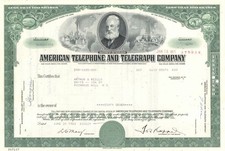 American Telephone and Telegraph Co. - AT&T - Certificado de stock con fecha de los años 60-70 segunda mano  Embacar hacia Mexico