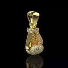 Pingente de luva de boxe masculino redondo de moissanita real folheado a ouro amarelo 14k 1,50 ct comprar usado  Enviando para Brazil