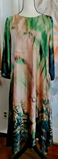 Novo Vestido Evento Maxi 80% Seda Forrado Bege Verde Artístico Feminino Extra Grande comprar usado  Enviando para Brazil