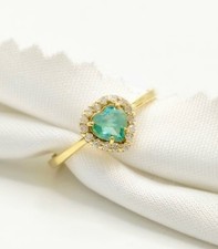 Italian 14k Gold Ring With Emerald And Natural Diamonds na sprzedaż  PL