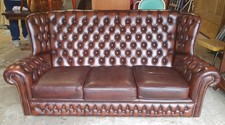 Brown leather chesterfield for sale  SWANSEA