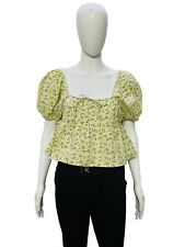 Blusa túnica Doen feminina estampada floral verde algodão crop curta tamanho XS nova sem etiquetas comprar usado  Enviando para Brazil