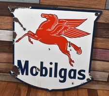 Placa de publicidade vintage Mobilgas Mobil óleo gás Pegasus placa de bomba de porcelana comprar usado  Enviando para Brazil