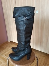 Kozaki za kolano na obcasie, r 38, skórzane, Vintage na sprzedaż  PL