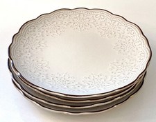 Lote 4 pratos de salada de cerâmica vintage Pfaltzgraff Joanne branco recortado 8" comprar usado  Enviando para Brazil