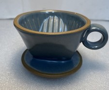 Usado, Despeje sobre gotejador de café, cerâmica azul despeje sobre cafeteira com 3 furos comprar usado  Enviando para Brazil